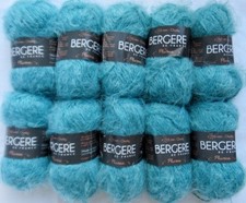 10 x 50g Balls Bergere De France Plume Soft Chunky Brushed Wool Blend Turquoise