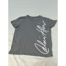 Calvin Klein Womens T Shirt Gray Short Sleeve Signature Logo Top Size S