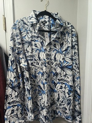 Express Men's Extra Slim FIT IMX Blue Floral Button Long Sleeve Shirt SZ XL New