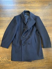 VINTAGE USN U.S. Navy Wool Doublebreasted Peacoat Kersey Mens 40L