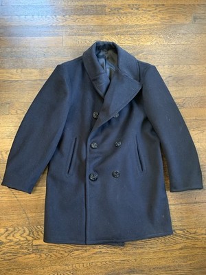 VINTAGE USN U.S. Navy Wool Doublebreasted Peacoat Kersey Mens 40L