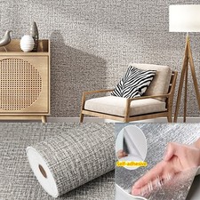 3D Gray Linen Wallpaper Peel & Stick Waterproof Livingroom Bedroom Wall Decor