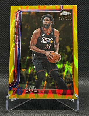 Topps Chrome 2025-26 Joel Embiid Yellow RayWave Refractor /275 #149 76ers