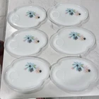 Vintage Milk Glass Federal Atomic Flower Design Set Of 6 Snack Plates