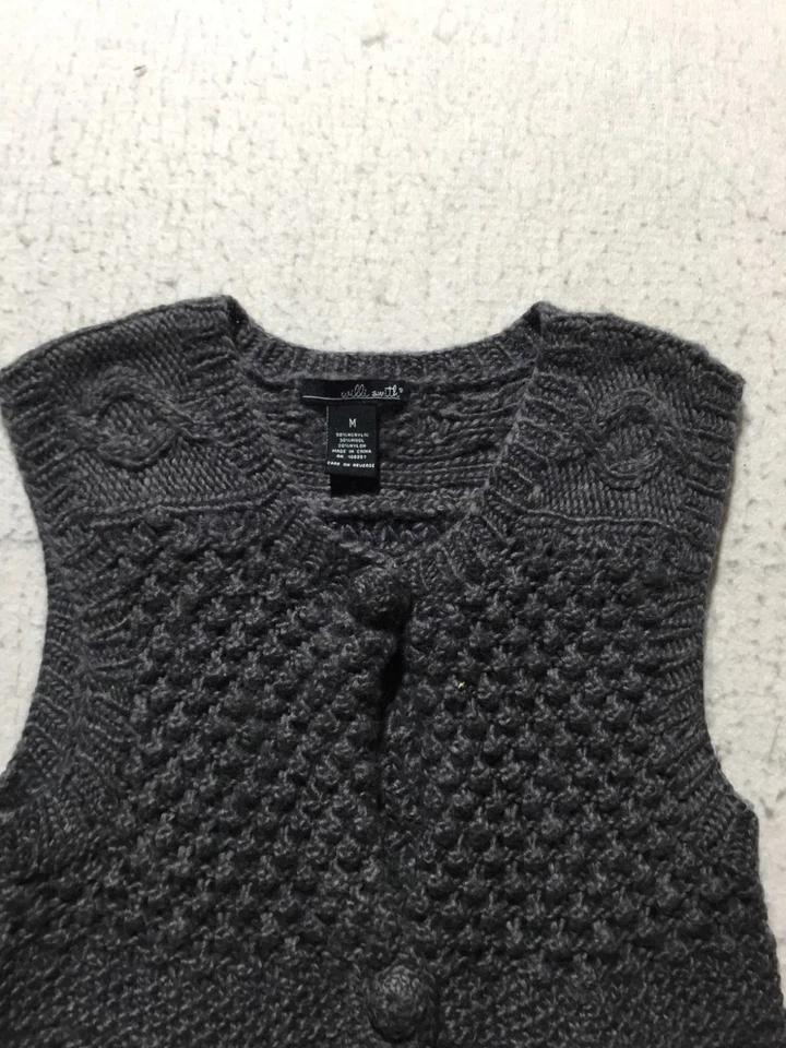 Willi Smith Wool Blend Sweater Womens M Medium Charcoal Gray Textured Chunky - Image 2 of 4