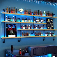 ** NEW Modern Wall-Mounted Wine Rack w/ Blue LED Lights | 59" Tall / 39" Wide |