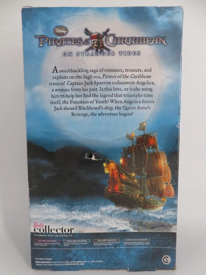 NEW - 2010 Barbie Collector Pirates of the Caribbean Angelica - Pink Label Doll - Image 2 of 4