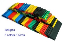 328 Pcs Assorted Heat Shrink Tube 5 Colors 8 Sizes Tubing Wrap Sleeve Set Combo