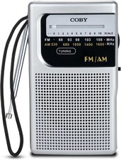 Portable AM FM Radio Compact Transistor Radio Pocket Radio Silver NYS NEW..