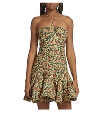 Agua By Agua Bendita Al Sur Anturio Monarca Amarillo Mini Dress Linen NWT Medium