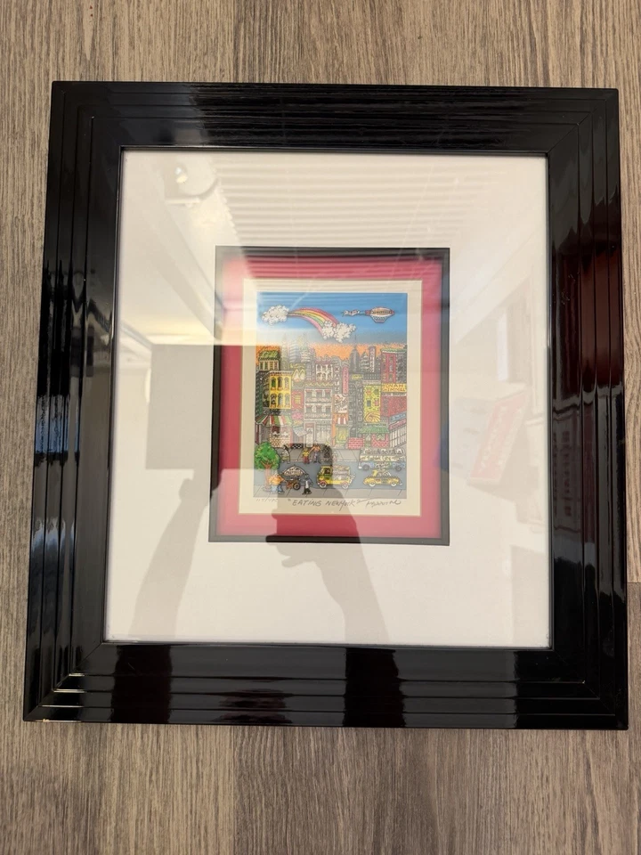 Charles Fazzino “Eating New York” 3D Edición Limitada Arte Pop Firmado Enmarcado Foto 4 de 4