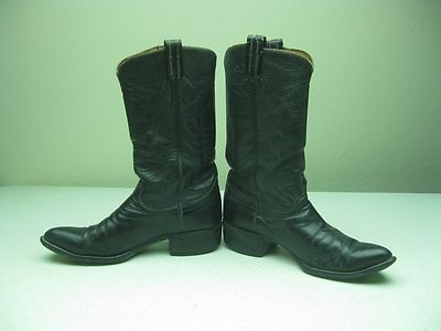 VINTAGE BLACK DISTRESSED TONY LAMA COWBOY WESTERN ROCKABILLY BIKER