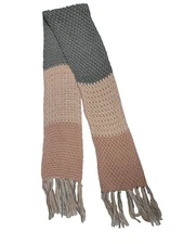 Rampage Cold Weather Ombre Knit Tassel Scarf - Pink Gray White - Acrylic