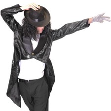MENS JACKO COSTUME TOP TAILCOAT HAT GLOVE WIG HALLOWEEN FANCY DRESS OUTFIT