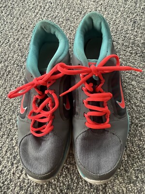 Nike Flex Trainer 4 Low Grey blue with red laces athletic shoes, 10