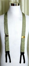 Riga Acc. BLACK IVORY SILK ELASTIC LEATHER BTTN-ON Y-BACK 1 3/8" SUSPENDERS P33