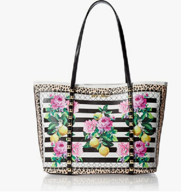 Betsey Johnson Totes Amazing FLoral Pyramid Stud Embellished Tote Shoulder Bag