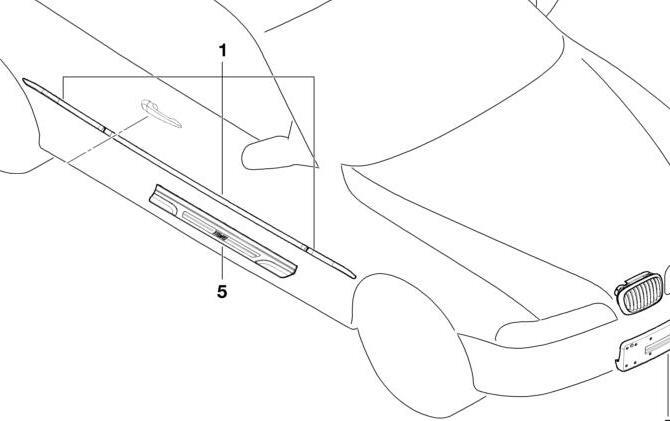 BMW Genuine Right Driver Side Offside Entrance Cover Chrome Fits