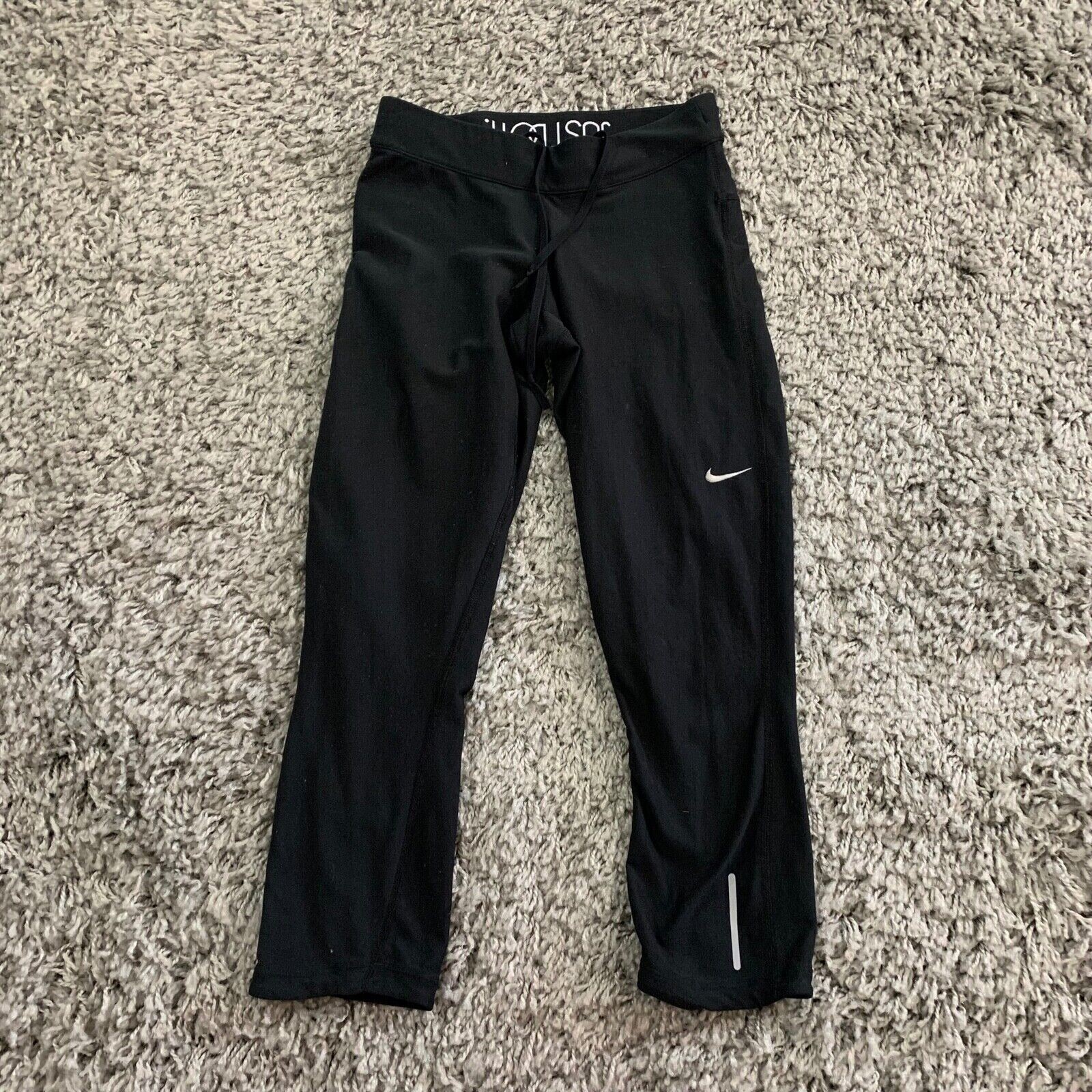 Nike Leggings Pants Womens XS Black White Swoosh Yoga Workout Dri-Fit Activewear