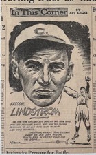 1935 newspaper panel by Krenz  - Freddie Lindstrom Chicago Cubs baseball