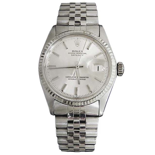 Rolex Datejust para hombre SS acero inoxidable y oro blanco de 18 quilates esfera plateada 1601