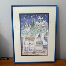 Kristen Reinhart Matted Framed Cow Jumping Over the Moon Cowboy Lasso Nursery