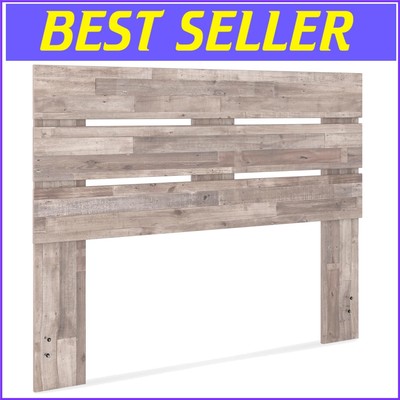 Rustic Queen Butcher Block Panel Headboard - Open Slat Design in Light Brown