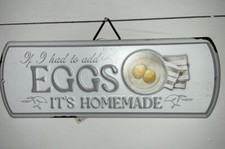 Small Metal Chicken Sign, NWT, Eggs, Kitchen, Farmhouse Decor