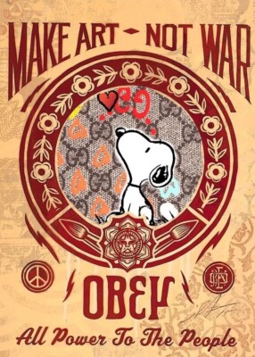 DEATH NYC ltd ed signed street art print 45x32cm Snoopy Shepard Fairey obey