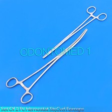 New 2pc Set 10"  18" Str  Cvd Hemostat Forceps Locking Clamps Stainless Steel