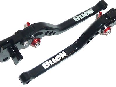 BUELL M2 CYCLONE LONG BLACK BRAKE + CLUTCH LEVER SET TRACK ROAD ENGRAVED TS364