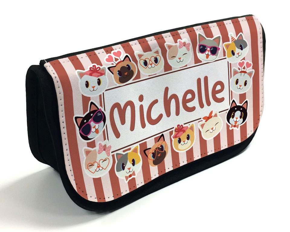 Personalisierte Bleistifthülle Mädchen KATZENPARTY stationäre Schultasche Kind Geburtstagsgeschenk