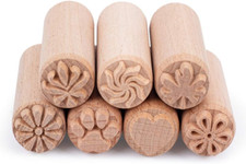 7Pcs Wood Pottery Clay Stamps 2x0.8In Mixed Pattern Tools Set New