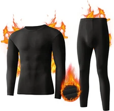 Thermal Underwear Men Heavy Weight Long Johns Base Layer Set with Fleece Lined