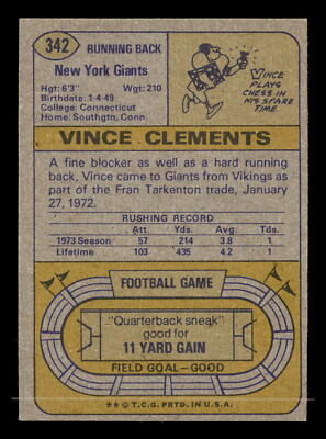 1974年 ニューヨークメッツ 対 巨人 レアチケット 2枚セット【入手困難】 Vince Clements 1974 Topps #342 New York Giants Ex | eBay