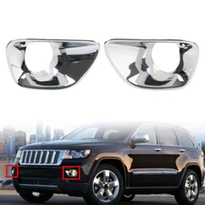 For Jeep Grand Cherokee 11-13 Front Fog Lamp Light Cover Trim Bezel Visor Chrome