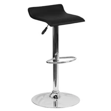 Contemporary Black Vinyl Adjustable Height Bar Stool with Chrome Base