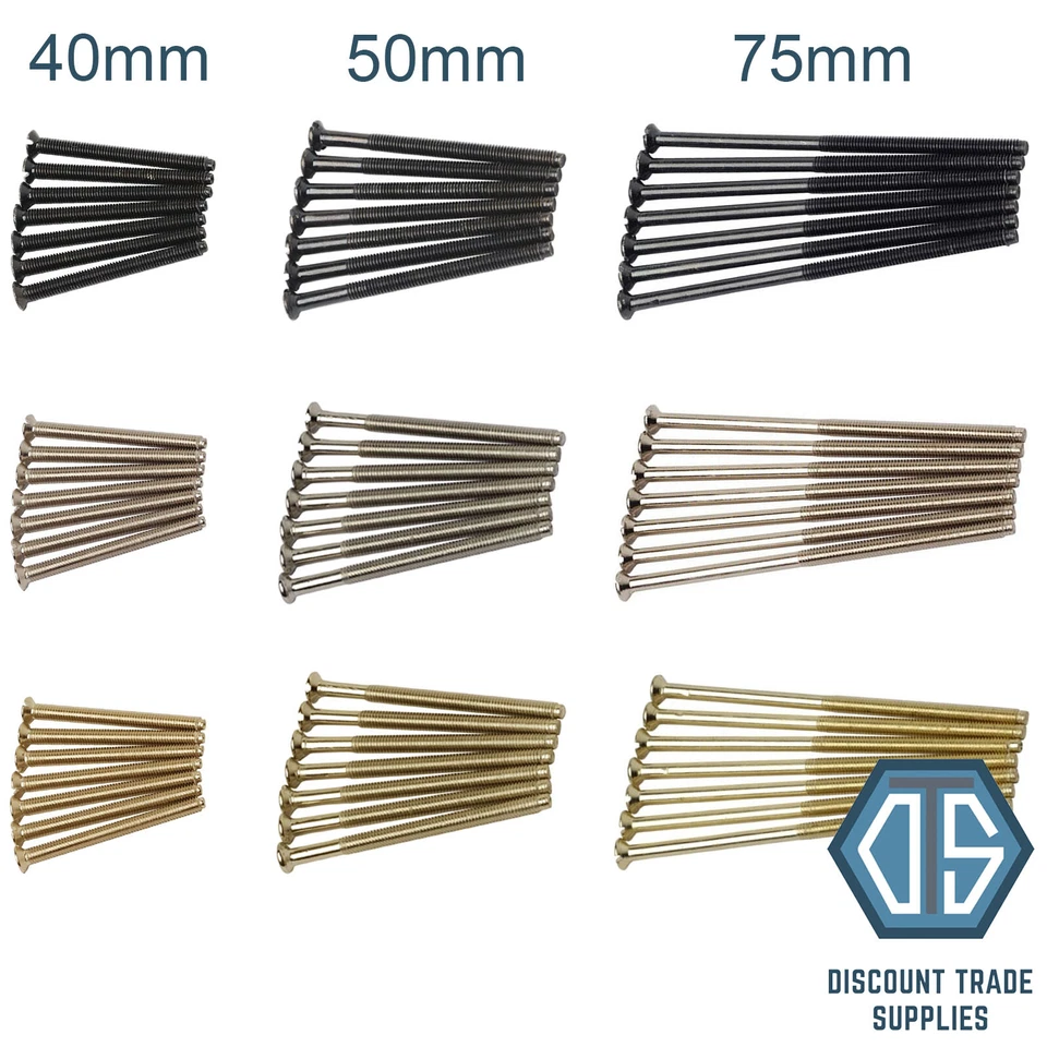 CLICK SCOLMORE M3.5 Electrical Screws 40mm 50mm 75mm Switch Socket Long Black Chrome Brass