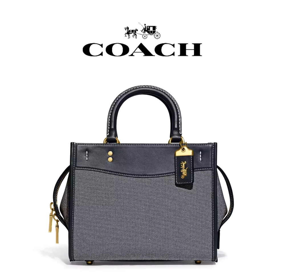 COACH Rogue 25 2way Crossbody Shoulder Bag CJ850 Midnight Navy Canvas Leather