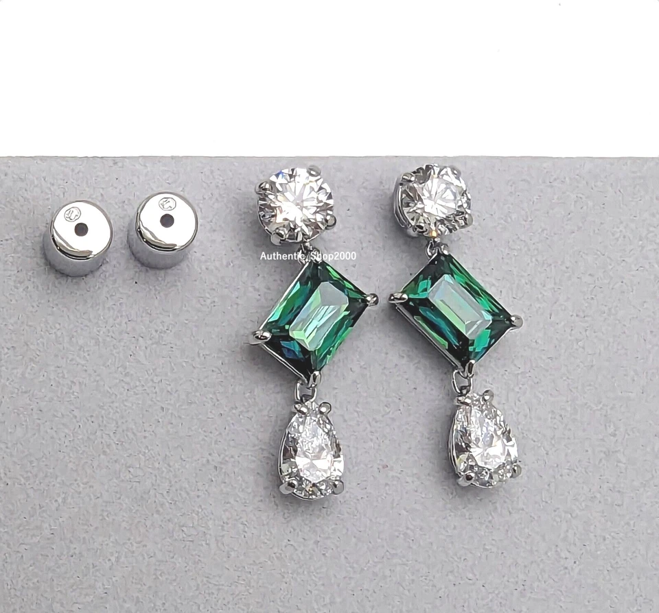 Nuevos Pendientes Colgantes 100% Auténticos SWAROVSKI Blanco Verde Trío Mesmera 5665878 Foto 4 de 4