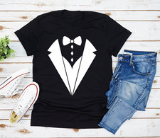 Tuxedo Bow Tie Shirt T-Shirt Suit Party Gift Humor Mens Funny Classic Outfit