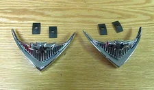 1956 CHEVY NOMAD CHROME V-8 EMBLEMS UNDER TAIL LAMPS