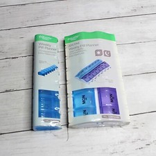 Equate Daily Weekly Pill Organizer Planner Large Capacity Cases Lot Blue Purple