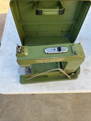 Vtg Swiss Elna Green Grasshopper Sewing Machine 1950 Power