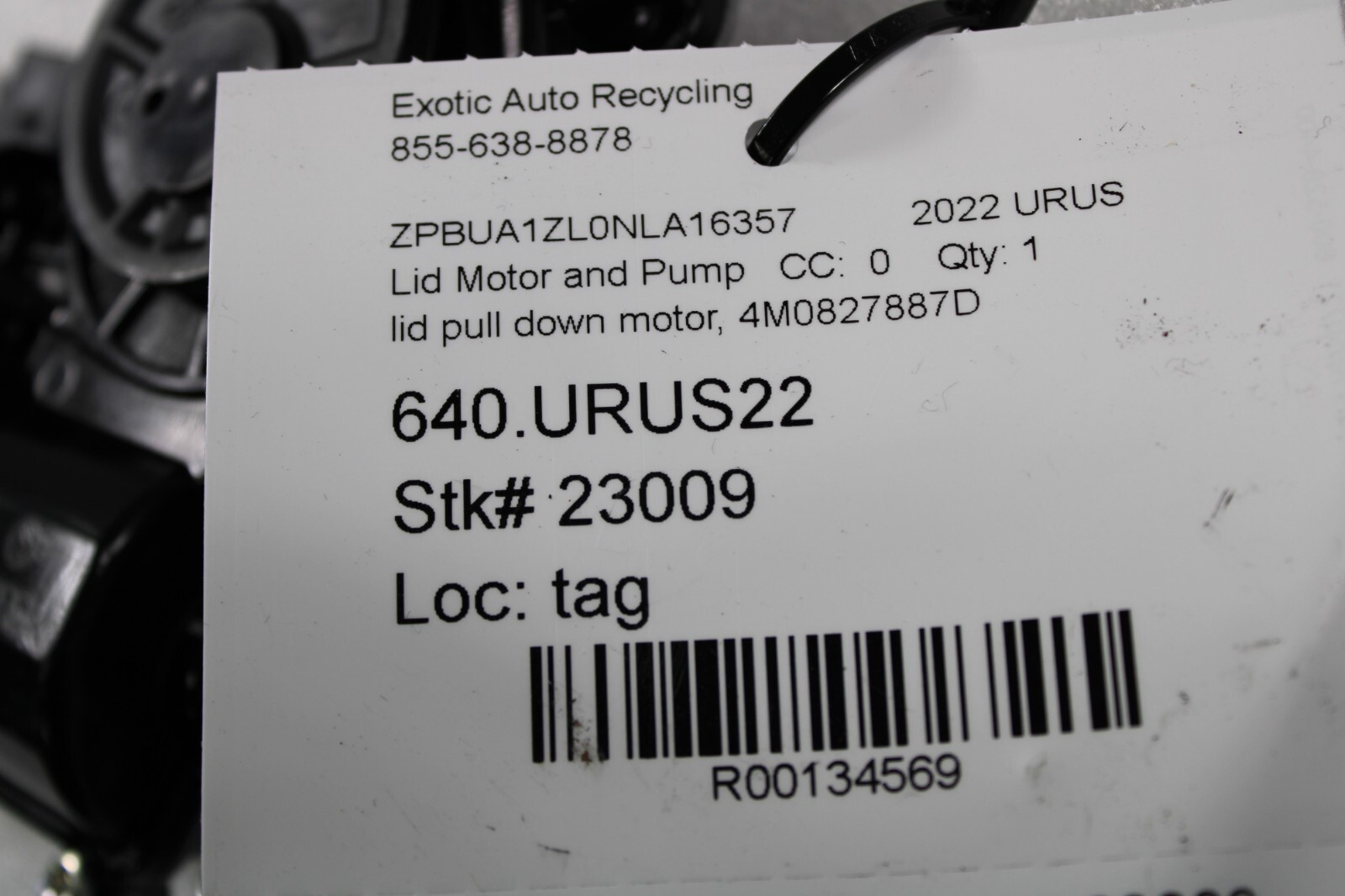Lamborghini Urus, Lid Pull Down Motor, Used, P/N 4M0827887D