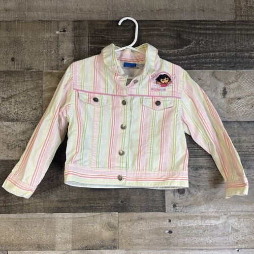 Vintage Dora the Explorer Girls Clothes SZ XS Denim Jean Embroidered Jacket Y2K - Picture 2 of 12