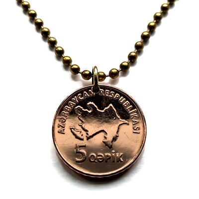 2006 Azerbaijan 5 Qəpik coin pendant Azerbaijani map Maiden Tower Baku n003782