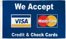 WE ACCEPT BLUE BG VISA MASTERCARD Flag Sign new 3x5 superior qlty usa sold