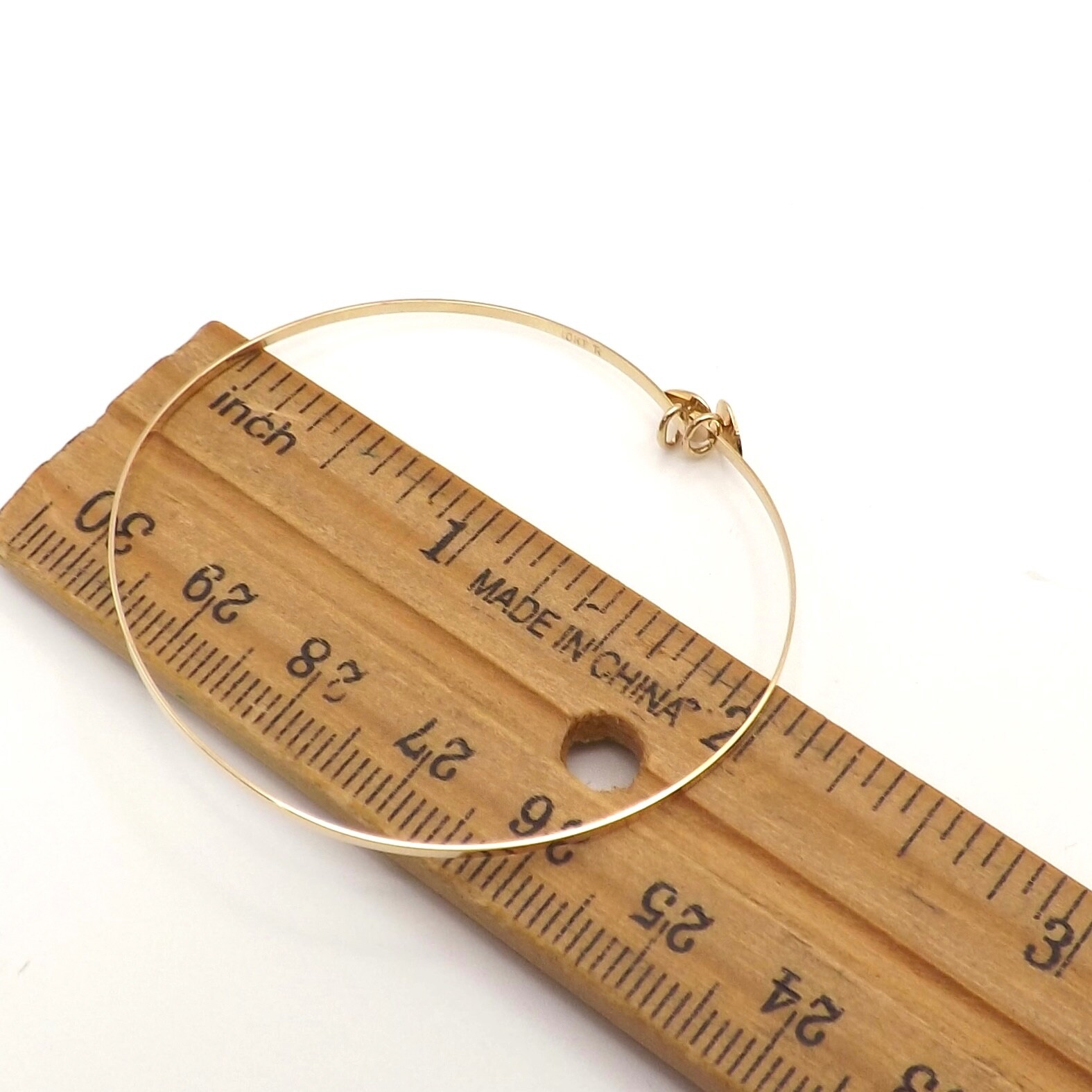 Solid 10k Gold Heart Sliding Bangle Bracelet Baby… - image 6