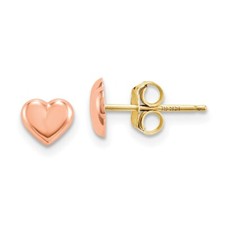 Madi K Kid's Earrings 14k Rose Gold Heart Post Back Button, 6 mm